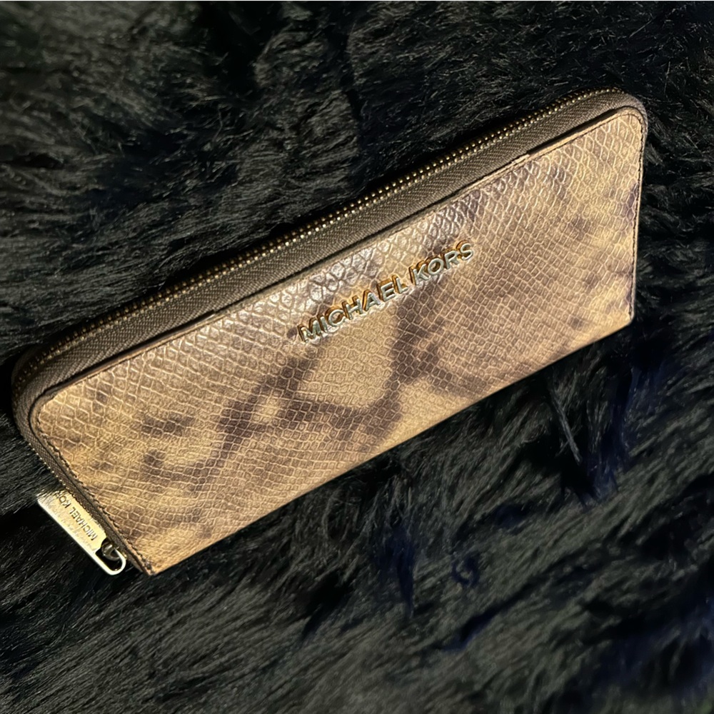 Michael Kors Embossed Python Snakeskin Zip Around… - image 6